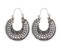 Orecchini Pendenti a Cerchio in Filo Metallico con Cesto a Forma di U intagliati retrò Etnici in Argento Antico Durability And Professional