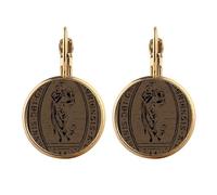 Orecchini pendenti a clip in oro con scritta "Holy Baby Black" e bianco, non forati