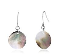 Orecchini pendenti a disco in argento con conchiglia di abalone fatti a mano, gioielli da donna, gioielli da spiaggia per tutti i giorni, 3,5 cm