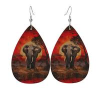 Orecchini pendenti a doppia faccia con stampa di elefanti al tramonto, accessori, orecchini pendenti per donne per tutte le occasioni