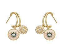 Orecchini pendenti a doppio disco Orecchini a goccia color oro Accessorio alla moda adatto per festival, vacanze, feste, lavoro e vita quotidiana