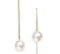Orecchini Pendenti A Filo In Perle Akoya In Oro Giallo 14kt 8 - 8.5 MM