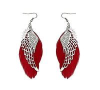 Orecchini pendenti a forma di ala di angelo, in metallo, stile bohémien, vintage, con piuma, stile vintage, 11 cm, colore: nero