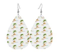 Orecchini pendenti a forma di albero di cocco, in pelle, stile cartone animato, Natale, Halloween, donna, regalo alla moda, per feste, amici, matrimonio