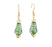 Orecchini pendenti a forma di albero di Natale a spirale, con stella color oro e design a spirale, ciondoli natalizi con ganci in acciaio inossidabile, leggeri gioielli regalo per le donne, Medio