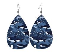 Orecchini pendenti a forma di balena assassina blu, leggeri, perfetti per Natale o San Valentino