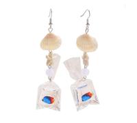 Orecchini pendenti a forma di borsa a forma di pesce tropicale, con gancio a forma di stella marina e oceano, con design a goccia, per estate, spiaggia, vacanze, pendolarismo quotidiano, B