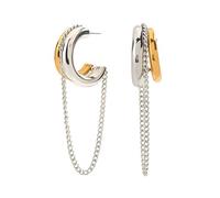 Orecchini pendenti a forma di C con nappe - Mezzo cerchio rotondo a contrasto geometrico, gioielli in acciaio inox ipoallergenico da donna, Medio, Acciaio inossidabile, Nessuna pietra preziosa