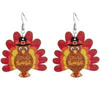 Orecchini pendenti a forma di cappello di tacchino in legno del Ringraziamento del Ringraziamento Orecchini pendenti Fattoria Gioielli per le donne s regalo utile