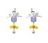 Orecchini pendenti a forma di caramella, orecchini a clip con fiocco, per donne, ragazze, gioielli, regali, orecchini anallergici, Misura unica, come descritto, come descritto