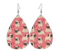 Orecchini pendenti a forma di carlino con stampa a forma di carlino, eleganti e alla moda, da donna, per San Valentino