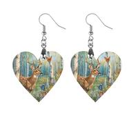 Orecchini pendenti a forma di cervo nelle foreste, in legno, da donna