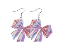 Orecchini pendenti a forma di ciliegia patriottica, con fiocco a strisce bianche e rosse e design a ciliegia, set di orecchini multipli per il 4 luglio, Misura unica, Acrilico, Nessuna pietra preziosa