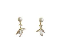 Orecchini pendenti a forma di coda di sirena, con perle e accenti di cristallo, eleganti orecchini pendenti a tema oceano