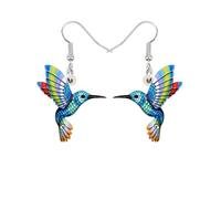 Orecchini pendenti a forma di colibrì, in acrilico, idea regalo per donne, divertenti orecchini a forma di uccellino, accessori per la primavera e l'estate, per gli amanti della natura