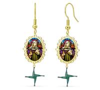 Orecchini pendenti a forma di croce di Santa Brigida con croce celtica irlandese, protezione cristiana, amuleto, gioielli religiosi, regalo per donne, Adjustable, Acciaio inossidabile, Non pietra