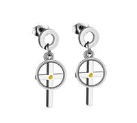 Orecchini pendenti a forma di croce in acciaio inossidabile con veri semi di senape, gioielli cristiani da donna ZY005 (argento, nero, oro, oro rosa a scelta), Resina