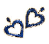 Orecchini Pendenti A Forma Di Cuore Cavo In Stile Bohémien, Orecchini Versatili In Corda Blu Avvolti A Mano, Gioielli Estivi Alla Moda per Donne e Ragazze.