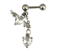 Orecchini pendenti a forma di cuore con ali d'angelo, da donna, orecchini pendenti a forma di cuore, per ragazze, regalo di San Valentino, bomboniere per donne e ragazze, Misura unica, come descritto