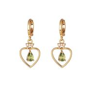 Orecchini pendenti a forma di cuore, da donna, con zirconia cubica, dorati, a monachella, delicati