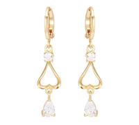 Orecchini pendenti a forma di cuore da donna, con zirconia cubica, eleganti orecchini a monachella dorati, per San Valentino