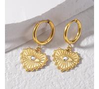 Orecchini pendenti a forma di cuore decorati con strass e motivi a occhio, regalo per San Valentino, mamma, madre, festa della mamma Acciaio inossidabile