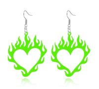 Orecchini pendenti a forma di cuore in acrilico leggero con fiamma spina, divertenti e creativi, punk rock, hip hop, Halloween, orecchini vintage a forma di cuore con fiamma cava per donne, cosplay