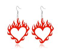 Orecchini pendenti a forma di cuore in acrilico leggero con fiamma spina, divertenti e creativi, punk rock, hip hop, Halloween, orecchini vintage a forma di cuore con fiamma cava per donne, cosplay