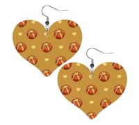 Orecchini pendenti a forma di cuore in pelle con stampa di pane al burro, eleganti e leggeri, per donne e ragazze, taglia unica, in pelle, senza pietre preziose