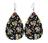 Orecchini pendenti a forma di cuore per la consapevolezza dell'autismo, orecchini artistici a forma di stella, gioielli pendenti contemporanei per feste e sociali