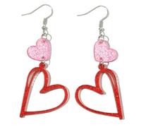 Orecchini pendenti a forma di cuore, per San Valentino, orecchini a forma di cuore rosa, graziosi orecchini a cuore rosso per le donne, 0, Acrilico, Nessuna pietra preziosa