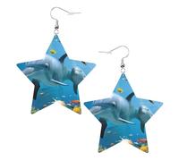 Orecchini pendenti a forma di delfino oceano che guardano te, in pelle, eleganti e leggeri, per donne e ragazze, taglia unica, in pelle, senza pietre preziose