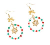 Orecchini pendenti a forma di fiocco con perline multicolore vibranti in lega a prova di allergia, comodi da indossare per feste di Natale, accessori per gioielli, Misura unica, come descritto, come