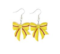 Orecchini pendenti a forma di fiocco da baseball, baseball, calcio, calcio, gioco, sport, a tema sportivo, in acrilico, per donne, fan e atleti, accessori per gioielli in stile sportivo, Medio
