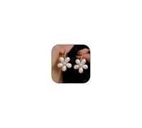 Orecchini pendenti a forma di fiore con cinque petali di cristallo scintillante, opale a cinque petali, orecchini a cerchio con fiore bianco, gioielli da donna, Metallo, Nessuna pietra preziosa