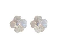 Orecchini pendenti a forma di fiore con nappine dorate per donne e ragazze con perle floreali sovrapposte, in metallo, senza pietre preziose