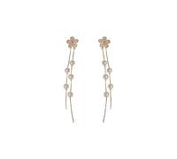 Orecchini pendenti a forma di fiore con perle, lunghi orecchini pendenti in oro con perle, eleganti gioielli formali regalo per le donne