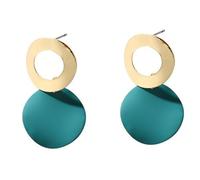 Orecchini pendenti a forma di fiore di colore verde per le donne con petali rotondi foglia cuore metallo festa di nozze gioielli regalo estivo