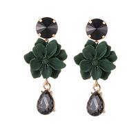 Orecchini Pendenti a Forma di Fiore di Cristallo Nero della Pietra Naturale della Boemia dell'Annata Orecchini Pendenti a Forma di Gioielli Verde Scuro Conveniente e Durevole Convenient Design