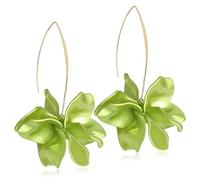 Orecchini pendenti a forma di fiore in acrilico bohémien, realizzati a mano, unici in resina, con petali a più livelli, Acrilico