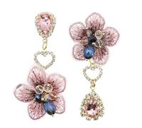 Orecchini pendenti a forma di fiore, in stile bohémien, orecchini a petalo con zirconia cubica, orecchini a goccia con strass di cristallo, orecchini romantici, unici ed eleganti, ideali come regalo