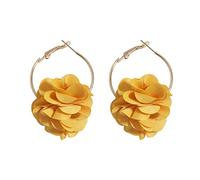 Orecchini pendenti a forma di fiore in tessuto bohémien, leggeri, fatti a mano, chic, a forma di petalo, in chiffon, con nappa, per donne, vacanze, matrimoni, gioielli, Metallo, metallo.