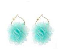 Orecchini pendenti a forma di fiore in tessuto bohémien, leggeri, fatti a mano, chic, a forma di petalo, in chiffon, con nappa, per donne, vacanze, matrimoni, gioielli, Metallo, metallo.