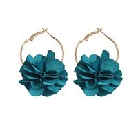 Orecchini pendenti a forma di fiore in tessuto bohémien, leggeri, fatti a mano, chic, a forma di petalo, in chiffon, con nappa, per donne, vacanze, matrimoni, gioielli, Metallo, metallo.