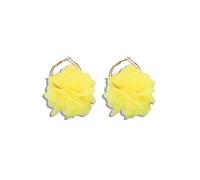 Orecchini pendenti a forma di fiore in tessuto bohémien, leggeri, fatti a mano, chic, a forma di petalo, in chiffon, con nappa, per donne, vacanze, matrimoni, gioielli, Metallo, metallo.