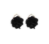 Orecchini pendenti a forma di fiore in tessuto bohémien, leggeri, fatti a mano, chic, a forma di petalo, in chiffon, con nappa, per donne, vacanze, matrimoni, gioielli, Metallo, metallo.