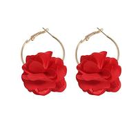 Orecchini pendenti a forma di fiore in tessuto bohémien, leggeri, fatti a mano, chic, a forma di petalo, in chiffon, con nappa, per donne, vacanze, matrimoni, gioielli, Metallo, metallo.