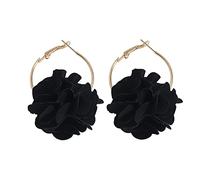 Orecchini pendenti a forma di fiore in tessuto bohémien, leggeri, fatti a mano, chic, a forma di petalo, in chiffon, con nappa, per donne, vacanze, matrimoni, gioielli, Metallo, metallo.