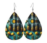 Orecchini pendenti a forma di foglia con stampa di pino e frutta tropicale Orecchini in pelle PU a forma di cuore per San Valentino