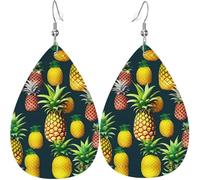 Orecchini pendenti a forma di foglia con stampa di pino e frutti tropicali, orecchini in pelle PU a forma di cuore per San Valentino